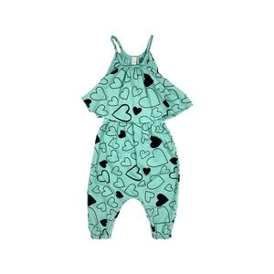 Heart Print Mint Green Jumpsuit